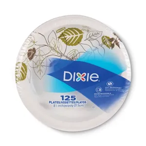 Dixie DXEUX9WSPK Soak-Proof Shield Mediumweight Paper Plates, WiseSize, 8.5" dia, Green/Burgundy, 125/Pack