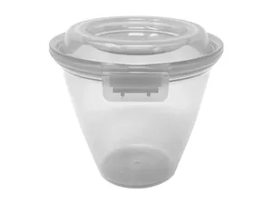 G.E.T. EC-21-CL 12 oz. Polypropylene, Clear, Reusable Side-Dish/Large Sauce Cup with Hinged Lid, (14 oz. rim-full), 4.25 Top Dia., 3 Tall Reusable Takeout Container