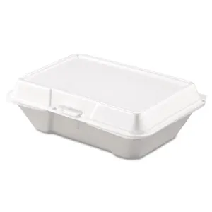 Dart DCC205HT1 Foam Hinged Lid Containers, 1-Compartment, White, 100/Pack, 2 Packs/Carton