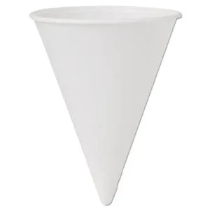SOLO SCC4BRCT Cone Water Cups, Cold, Paper, 4 oz, White, 200/Bag, 25 Bags/Carton