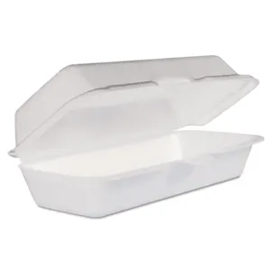 Dart DCC72HT1 Foam Hinged Lid Container, Hot Dog Container, White,125/Bag, 4 Bags/Carton
