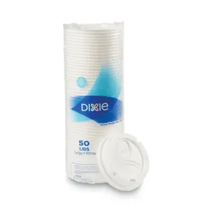 Dixie DXE9542500DXPK Dome Drink-Thru Lids, Fits 10 oz to 16 oz PerfecTouch; 12 oz to 20 oz WiseSize Cup, White, 50/Pack