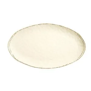 Libbey FH-560MEL Farmhouse® 20.5" x 11.5" Oval Cream White Melamine Coupe Platter