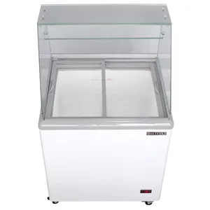 Maxx Cold MXDC-4 White 5.8 Cu.Ft. Ice Cream Dipping Cabinet with Glass Canopy, 115V