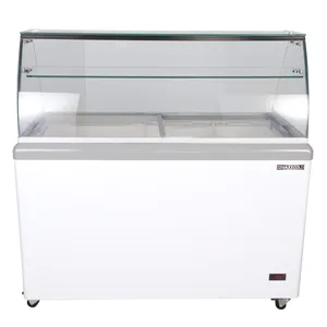 Maxx Cold MXDC-8 White 11 Cu.Ft. Ice Cream Dipping Cabinet with Glass Canopy, 115V