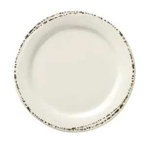 Libbey FH-600MEL 6.375" Round Farmhouse Ivory White Melamine Wide Rim Appetizer/Dessert Plate
