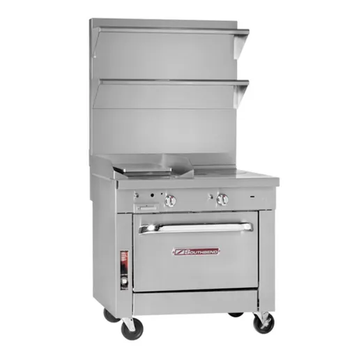 Southbend P32D-HT Platinum Sectional, Gas, 32", Hot Top, 16" Thermostatic Griddle, Standard Oven Base, 125,000 BTU