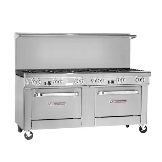 Southbend 4721AA-5L Ultimate Range, Gas, 72", 3 Non-Clog Burners Front, 2 Pyromax Burners Rear Left, 6 Non-Clog Burners Right, Standard Grates, Left, 2 Convection Oven Base, 441,000 BTU