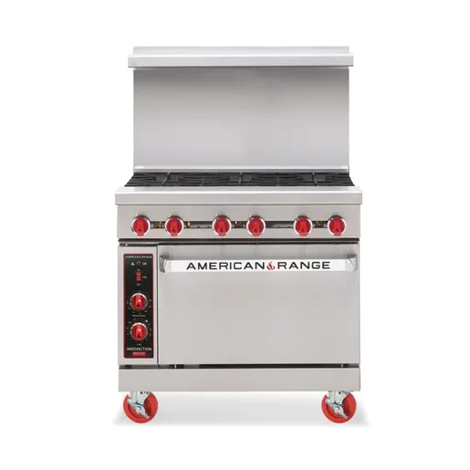 American Range AR-4RB-CL-SBR 48" Gas 36" Charbroiler Range with Convection Oven 1 Storage Base, 150,000 BTU