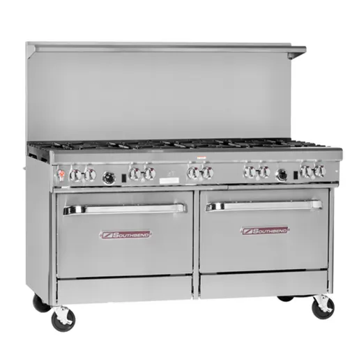 Southbend 4605AA-2GL Ultimate Range, Gas, 60", 3 Non-Clog Burners Front, 2 Pyromax Burners Rear, Standard Grates, 24" Manual Griddle, Left, 2 Convection Oven Base, 291,000 BTU