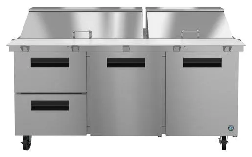 Hoshizaki SR72A-30MD2 Refrigerator, Three Section Mega Top Prep Table, Drawer/Door Combo