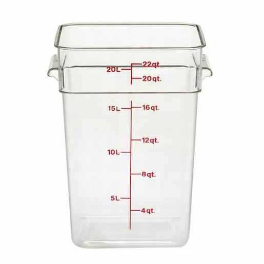 Cambro 22SFSCW135 Classic 22 Qt. Clear Square Polycarbonate Food Storage Container
