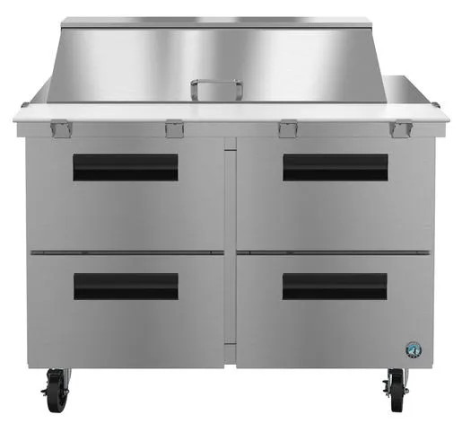 Hoshizaki SR48A-18MD4 Refrigerator, Two Section Mega Top Prep Table, Stainless Drawers