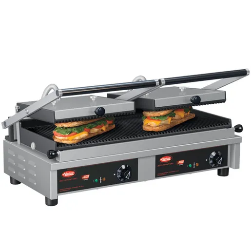 Hatco MCG20G 20" Wide Panini Sandwich Grill with Grooved Cast Iron Plates, 208-240 Volts